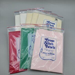 Aida 14 Count Lot of 8 Cross Stitch Fabric Cotton Asst Colors 12 x 18 Each